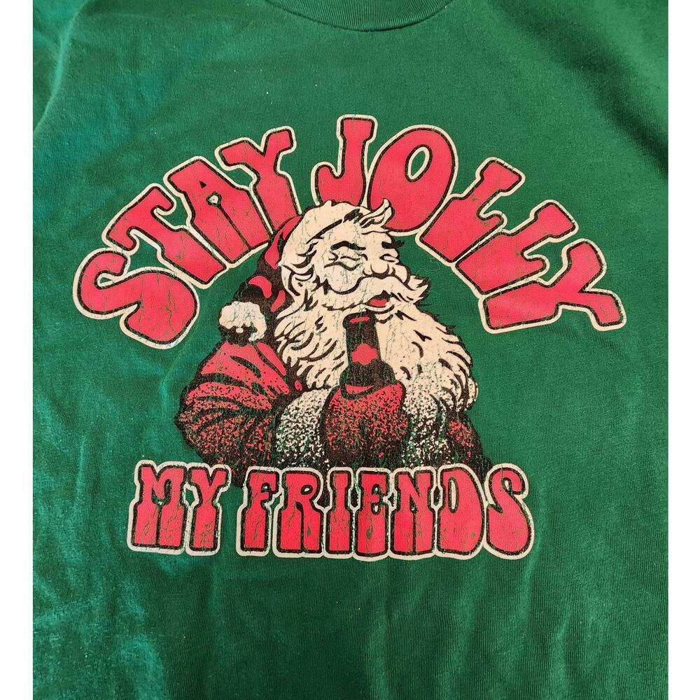 Christmas Santa Claus T-Shirt SZ Large Holidays Stay Jolly My Friends